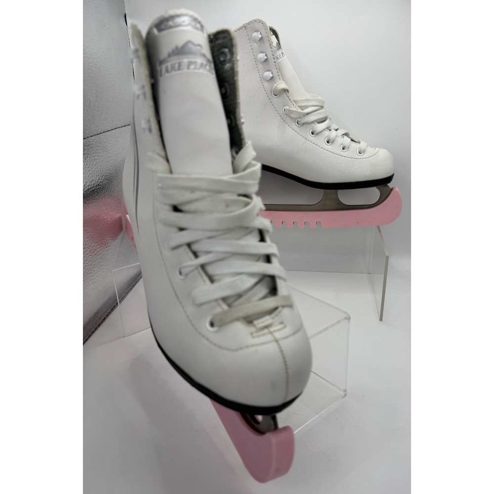 LAKE PLACID Cascade White Faux Leather Lace-Up Figure Ice Skates GIRLS SIZE 4
